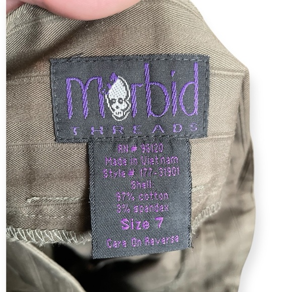 Morbid Threads Zip Pencil Skirt Goth Y2k Juniors 7 Olive Green 2000’s grunge - Picture 4 of 4